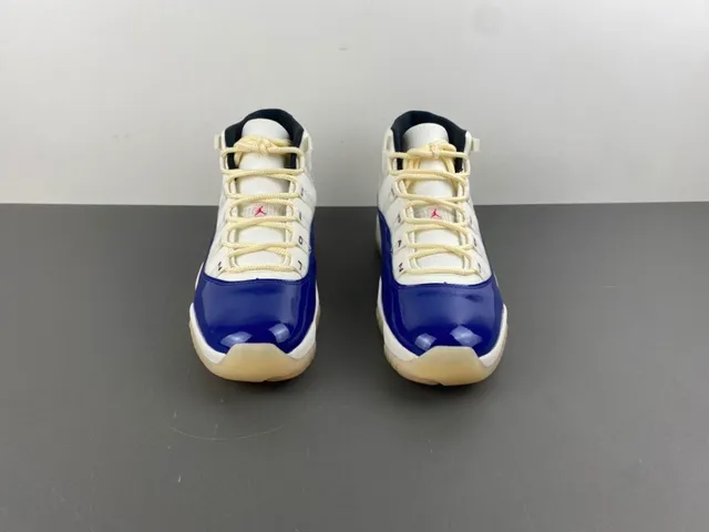 Air Jordan 11 Royal Blue and White Patent Leather Basketball Shoes 12