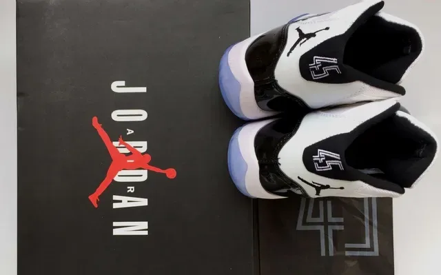 Air Jordan 11 Chaussures de Basket Blancs Noirs Icy Blue 4