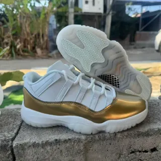 Air Jordan 11 White Gold Metallic Lifestyle Sneakers