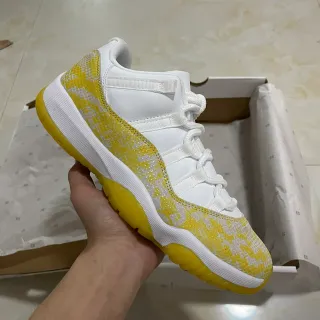 Air Jordan 11 White Yellow Snakeskin Basketball Shoes