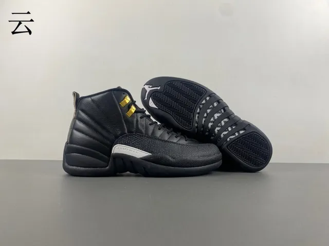 Air Jordan 12 Black Gold Quilted Leather Basketball Shoes 3