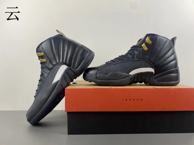 Air Jordan 12 Black Gold Quilted Leather Basketball Shoes 12