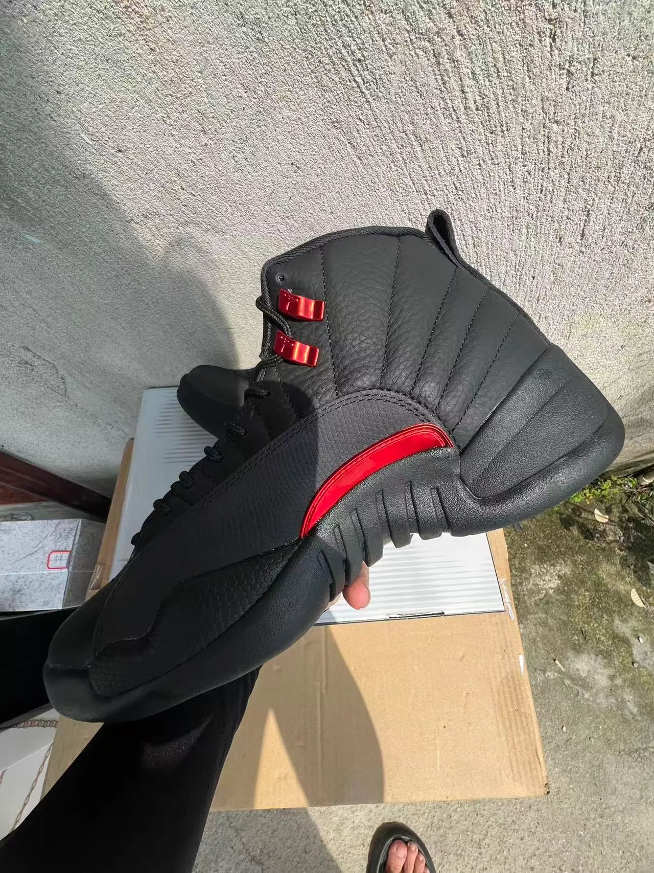 Air Jordan 12 Black Red Jumpman Basketball Shoes 5