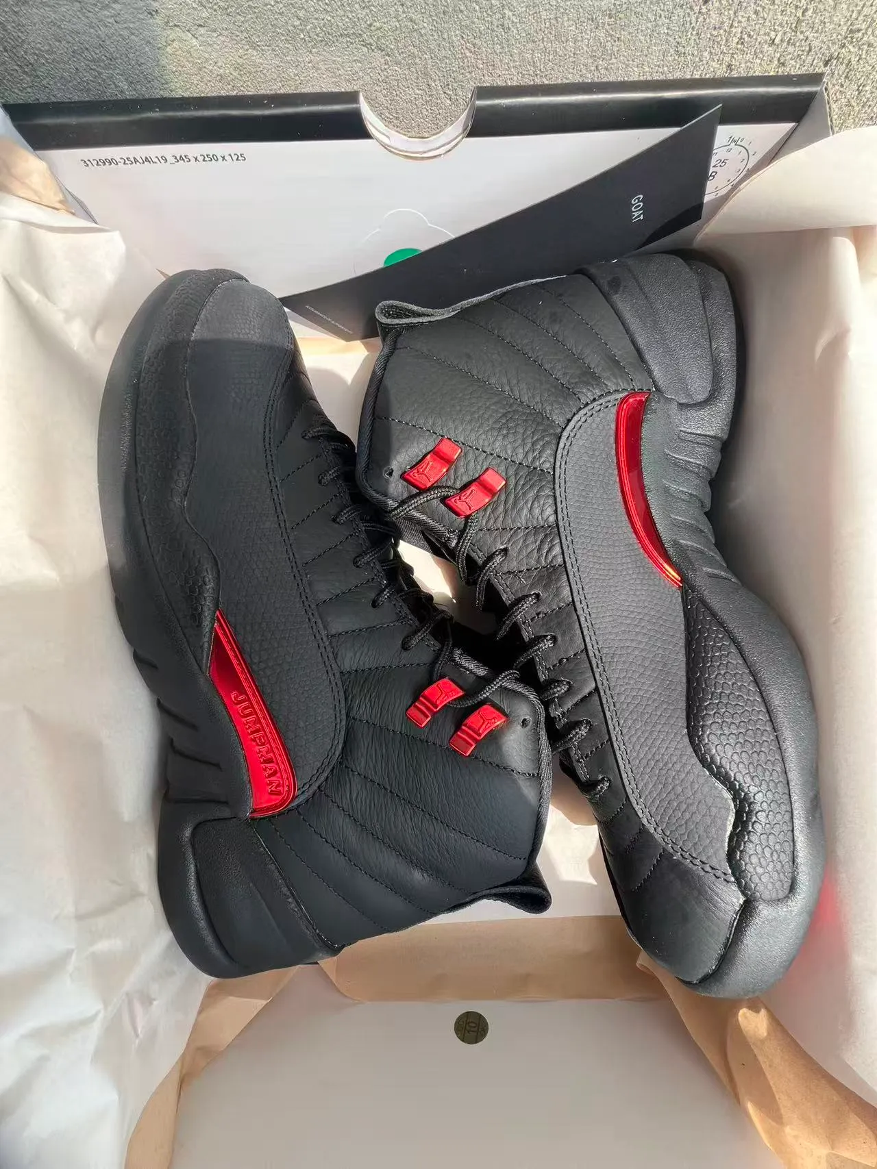 Air Jordan 12 Black Red Jumpman Basketball Shoes 9