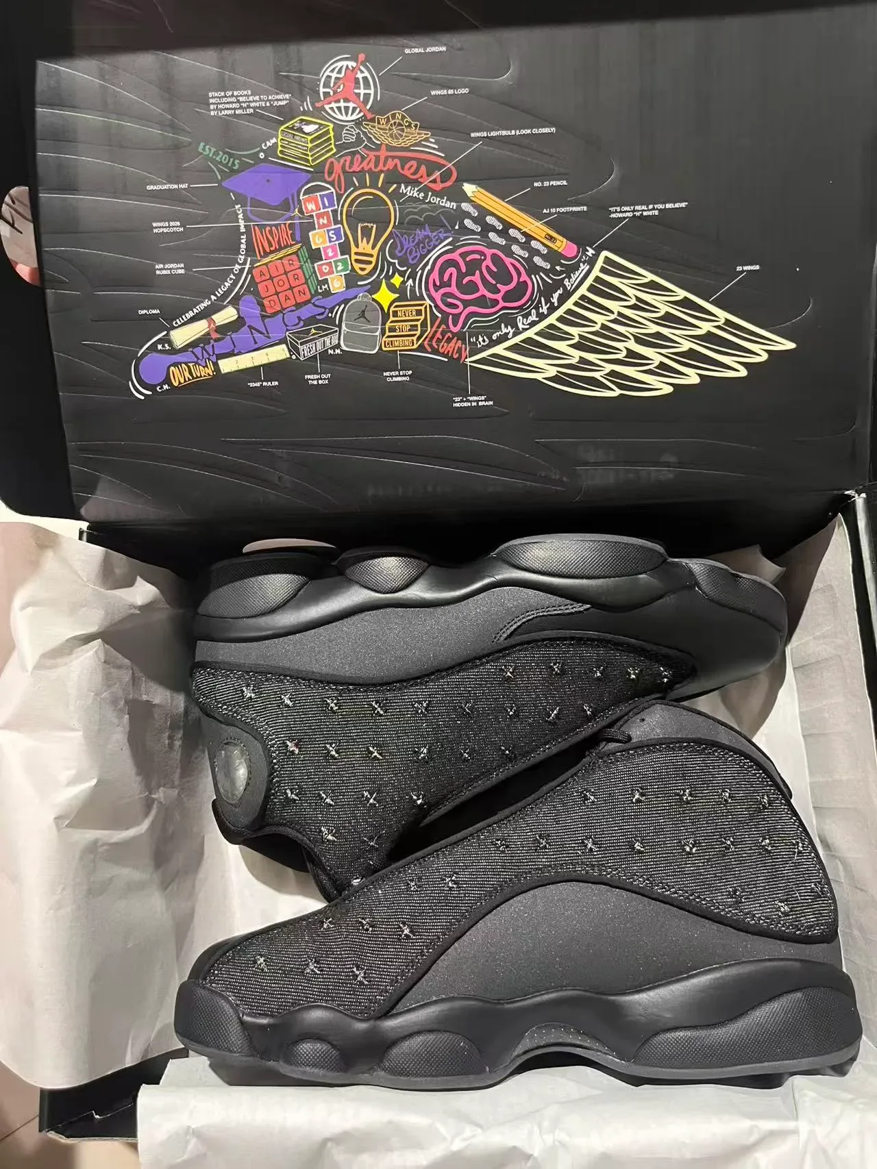 Air Jordan 13 ब्लैक सिल्वर हाई-टॉप टेक्सचर्ड मेश अपर बास्केटबॉल जूते 6