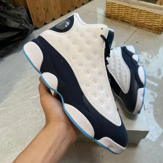 Air Jordan 13 Navy and White Cuero Perforado Zapatillas de Baloncesto