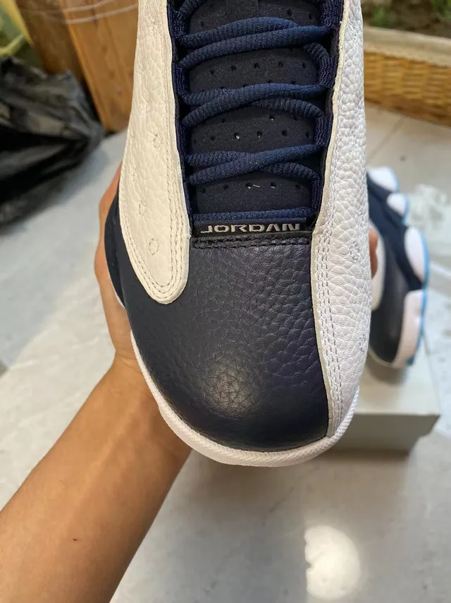 Air Jordan 13 Navy and White Perforated Leather Basketball Shoes 3