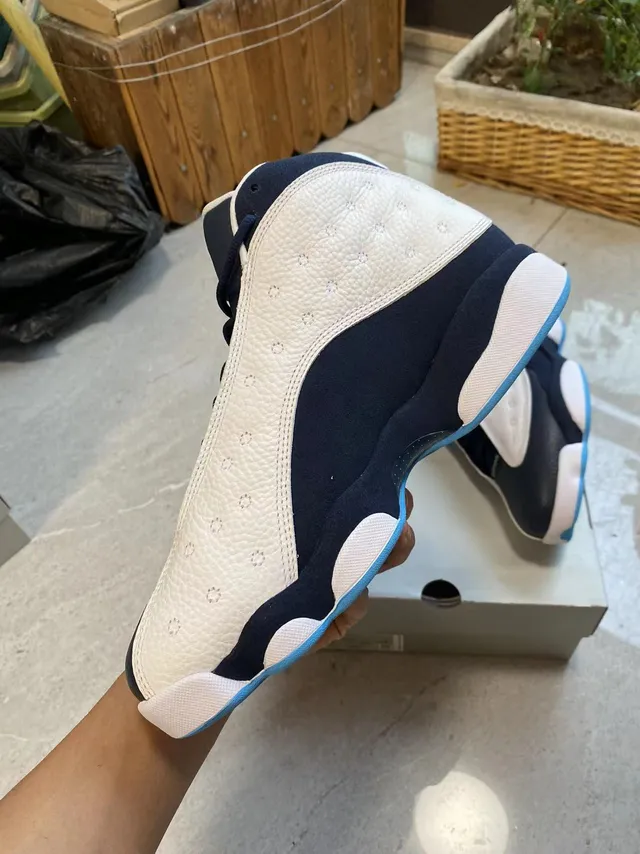 Air Jordan 13 Navy and White Perforated Leather Basketball Shoes 4