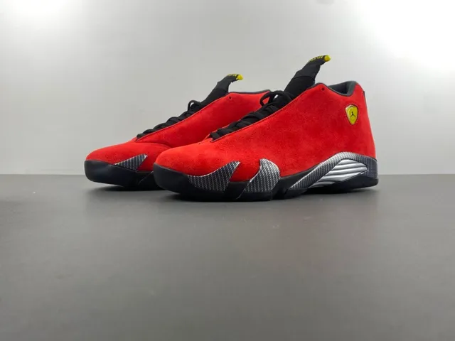 Air Jordan 14 Ferrari Red Suede Basketball Shoes 11