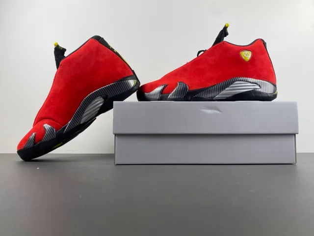 Air Jordan 14 Ferrari Red Suede Basketball Shoes 15