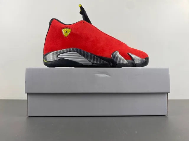 Air Jordan 14 Ferrari Red Suede Basketball Shoes 16