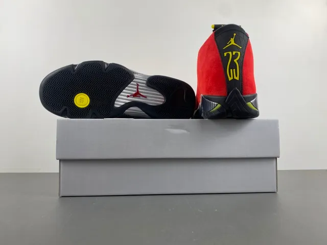 Air Jordan 14 Ferrari Red Suede Basketball Shoes 17