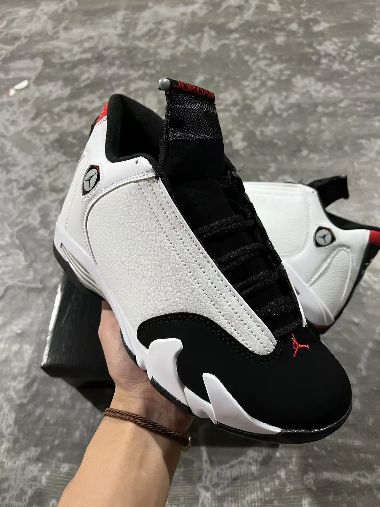 Air Jordan 14 White Black Red Basketball Shoes 2