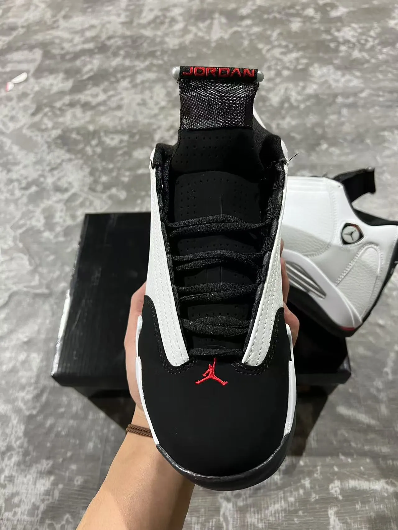Air Jordan 14 White Black Red Basketball Shoes 3