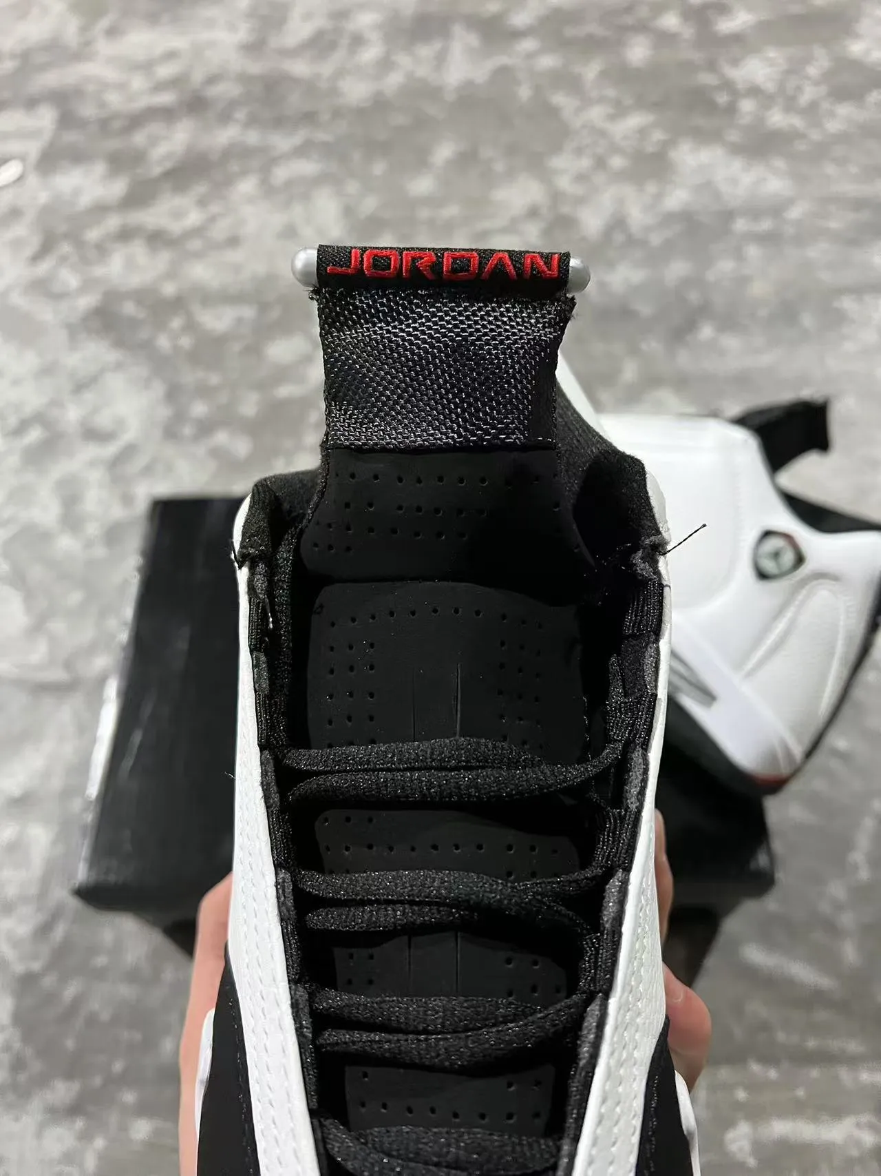 Air Jordan 14 White Black Red Basketball Shoes 4