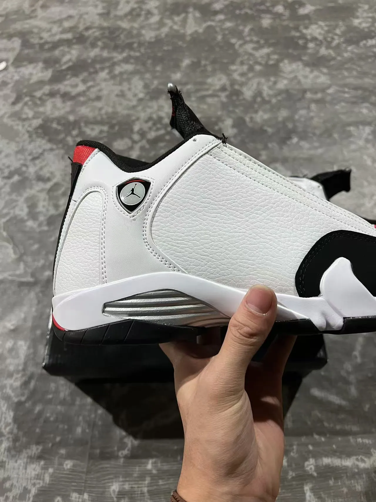 Air Jordan 14 White Black Red Basketball Shoes 7
