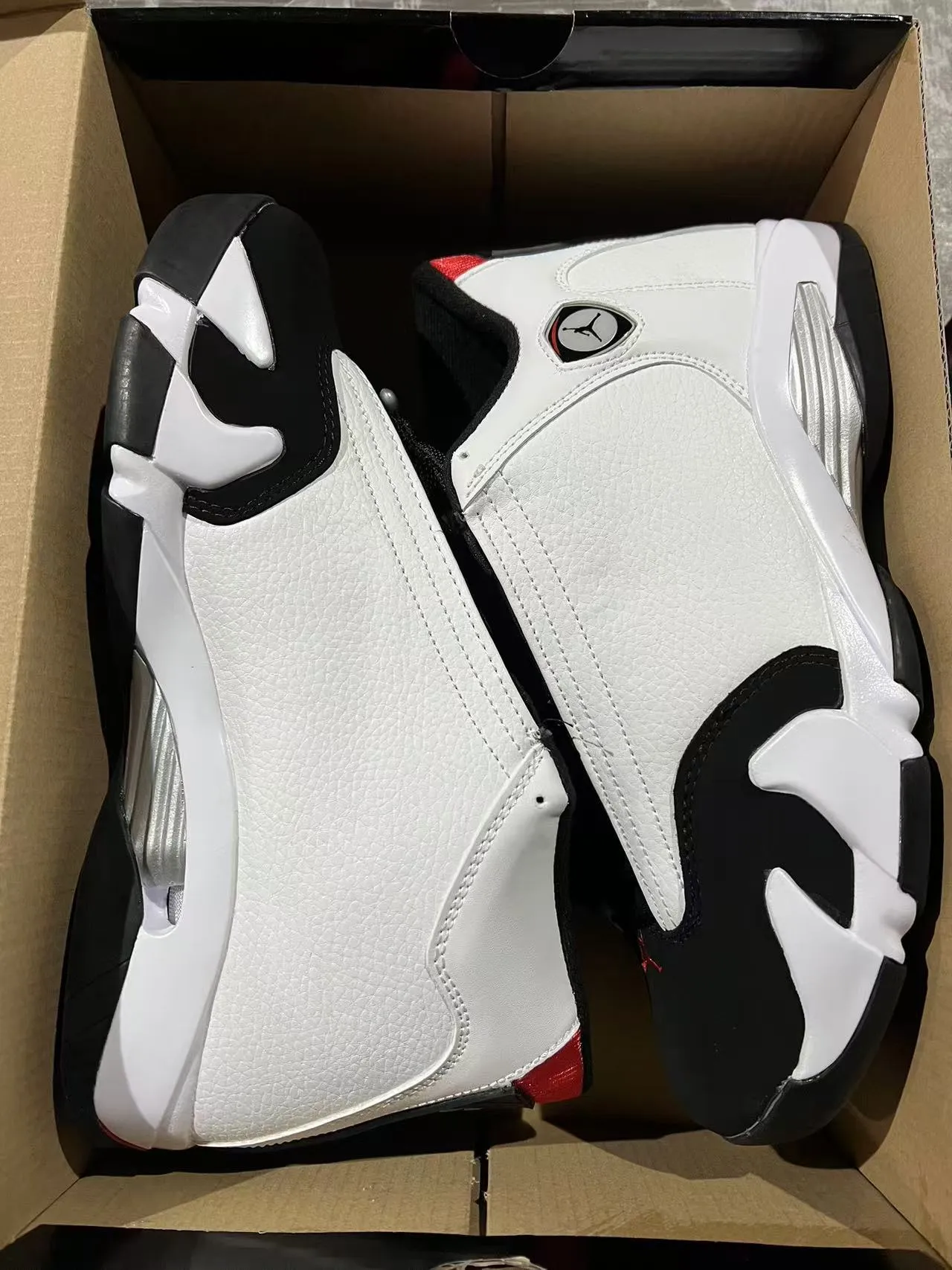 Air Jordan 14 White Black Red Basketball Shoes 9