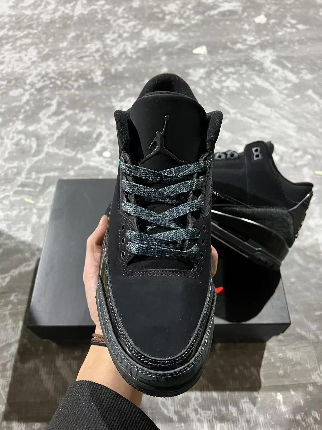 Air Jordan 3 All-Black Elephant Print Basketball Shoes 3
