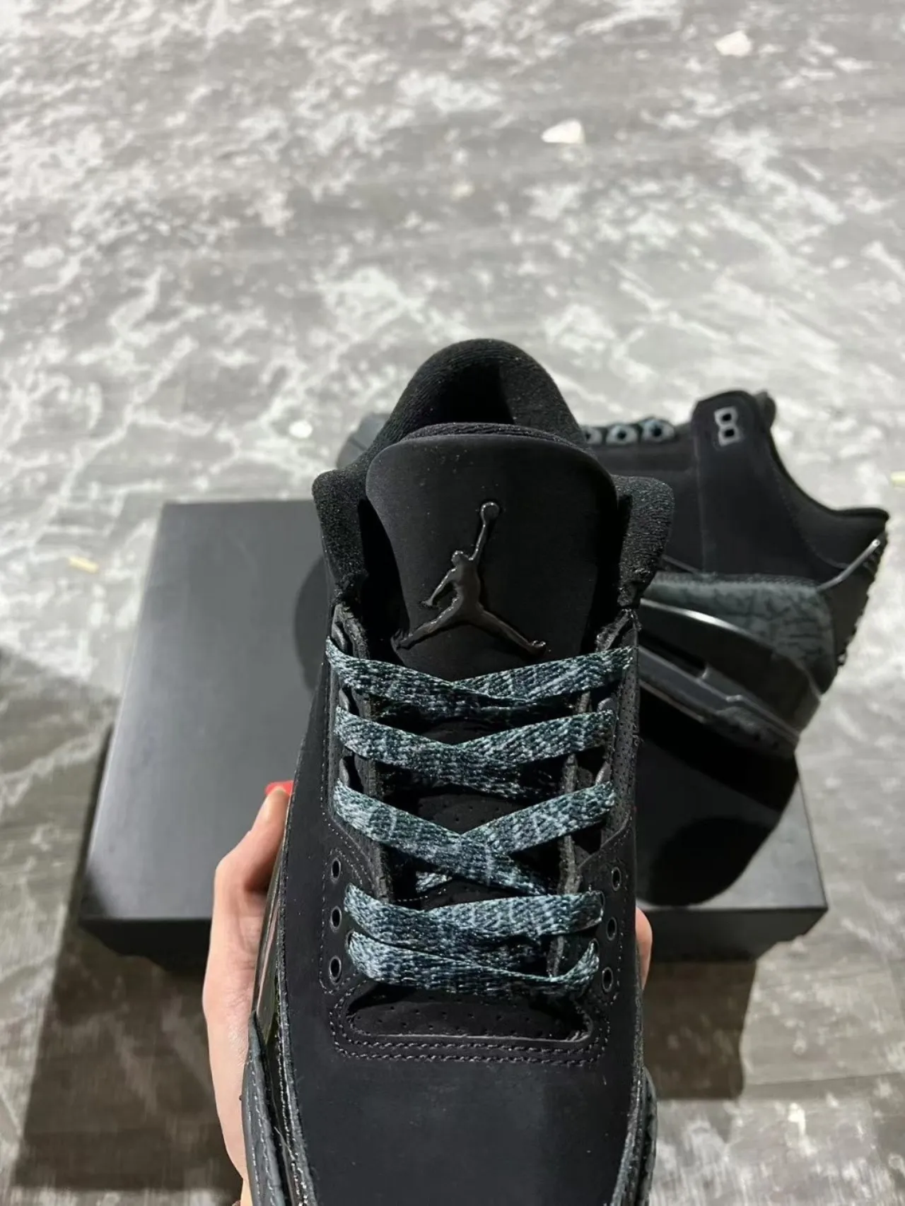 Air Jordan 3 All-Black Elephant Print Basketball Shoes 4