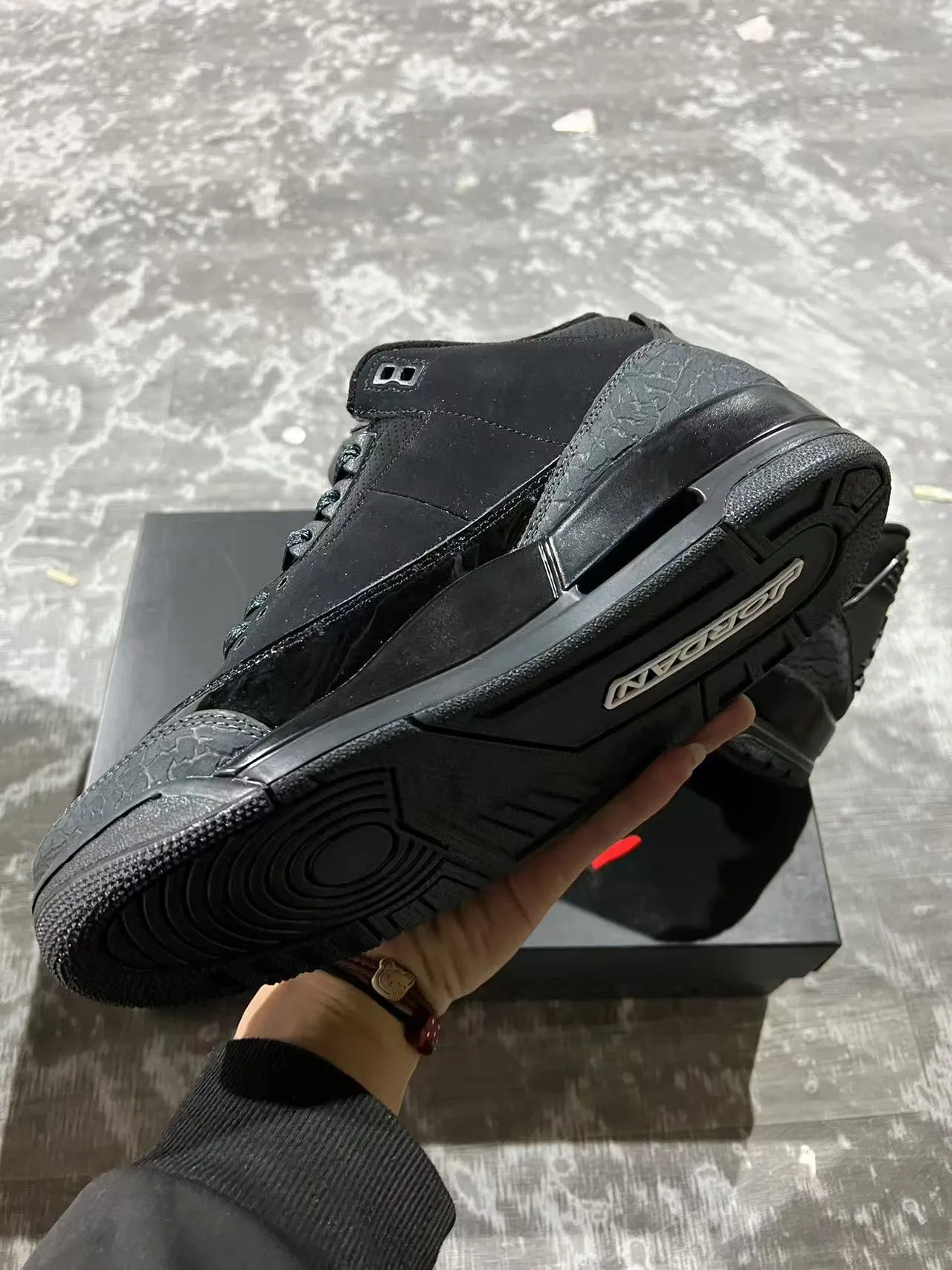 Air Jordan 3 All-Black Elephant Print Basketball Shoes 6