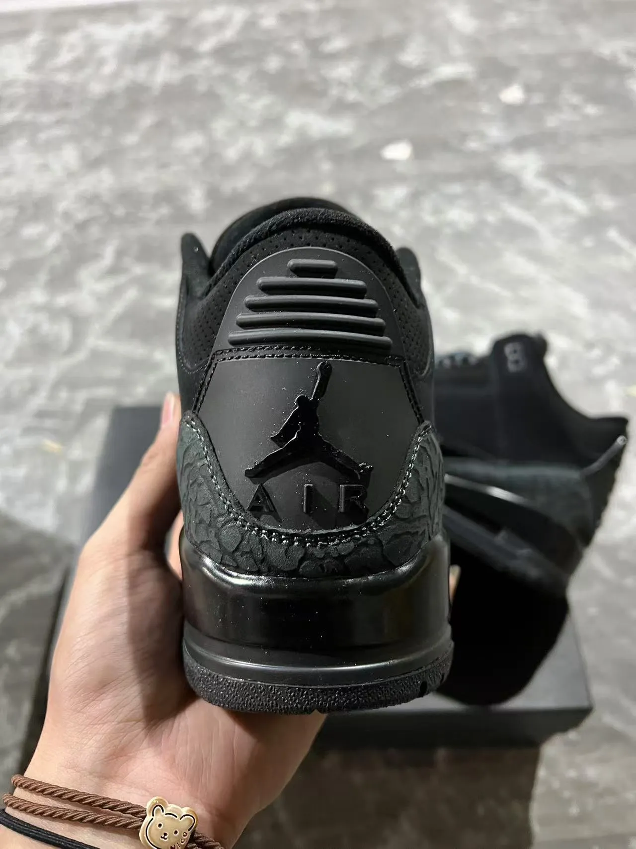 Air Jordan 3 All-Black Elephant Print Basketball Shoes 8
