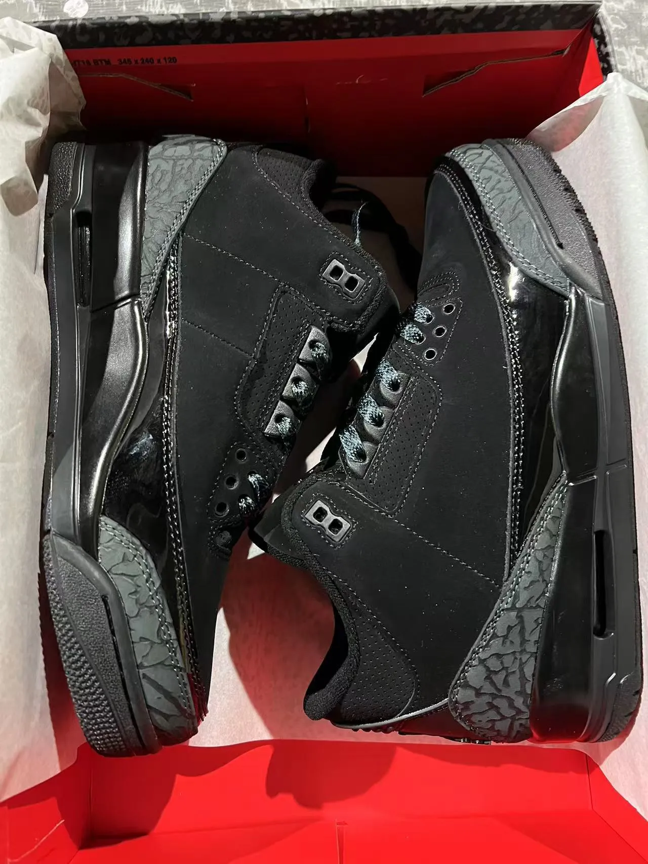 Air Jordan 3 All-Black Elephant Print Basketball Shoes 9