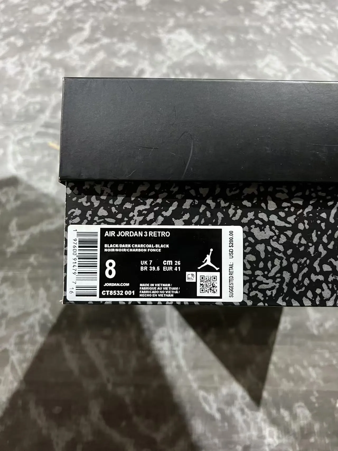 Air Jordan 3 All-Black Elephant Print Basketball Shoes 10