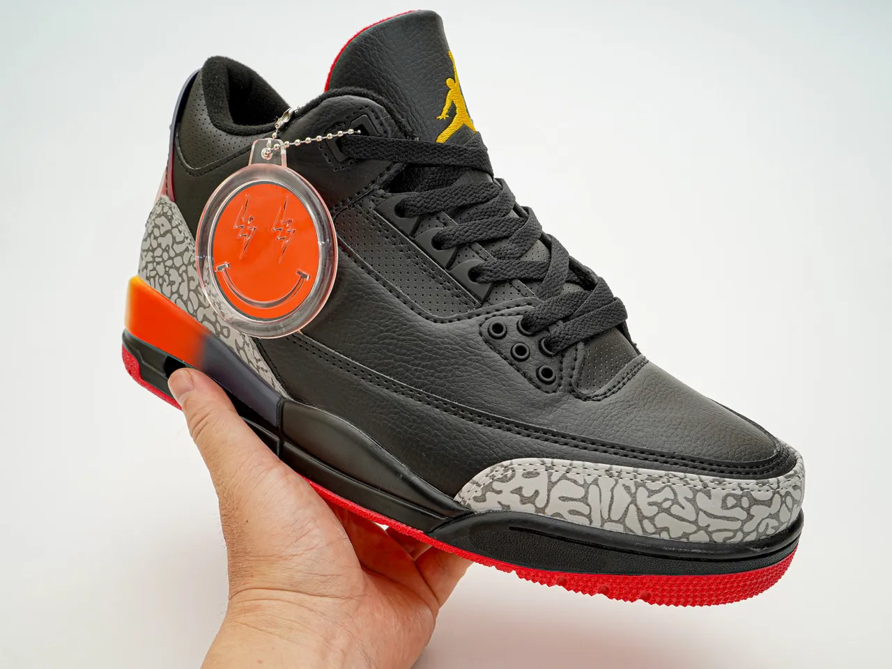 Air Jordan 3 Black Red Orange Gradient Elephant Print Basketball Shoes 3