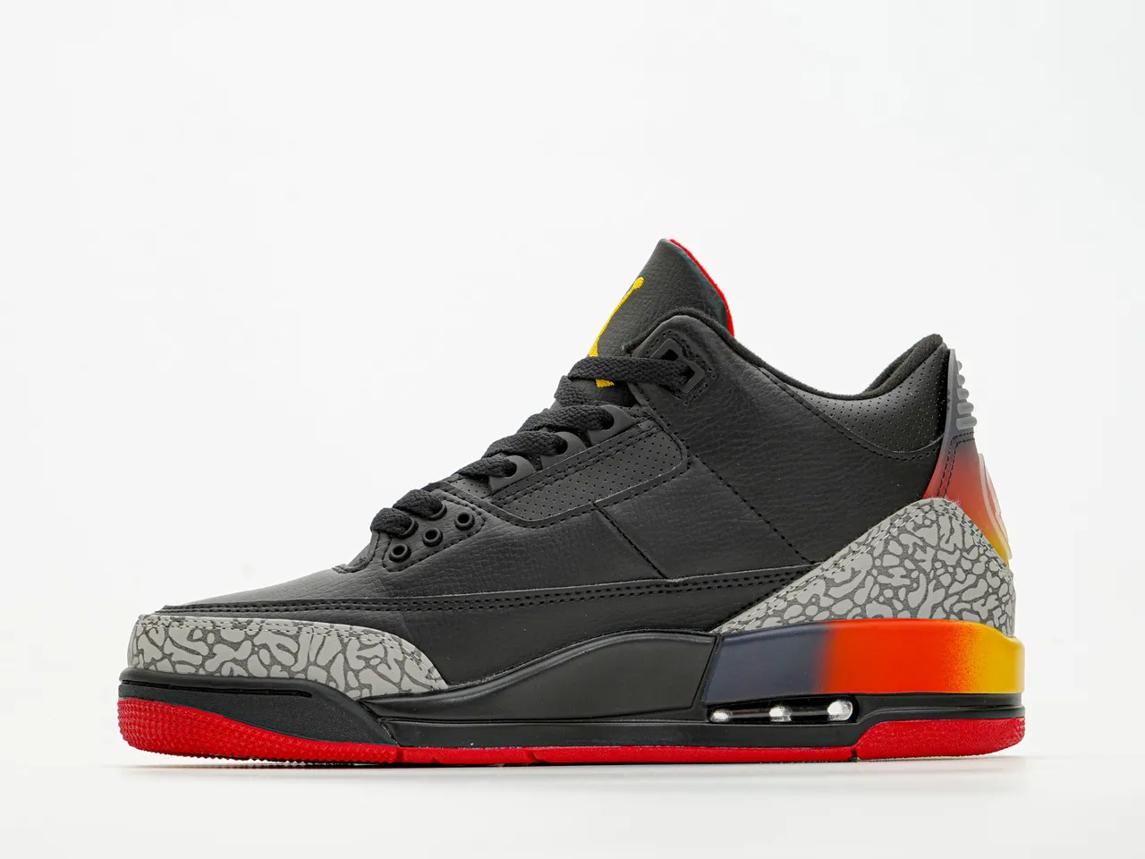 Air Jordan 3 Black Red Orange Gradient Elephant Print Basketball Shoes 9