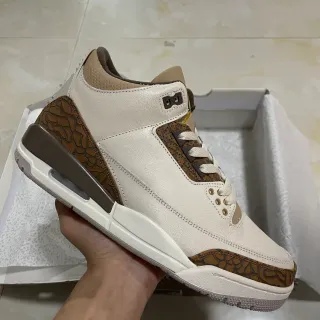 Air Jordan 3 Elephant Print Off-White Brown Basketball Shoes