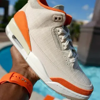 Air Jordan 3 Off-White y Naranja Zapatos de Baloncesto