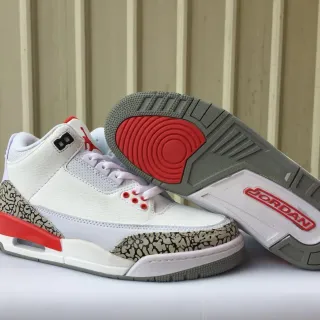 Air Jordan 3 White Cement Red Basketball Shoes