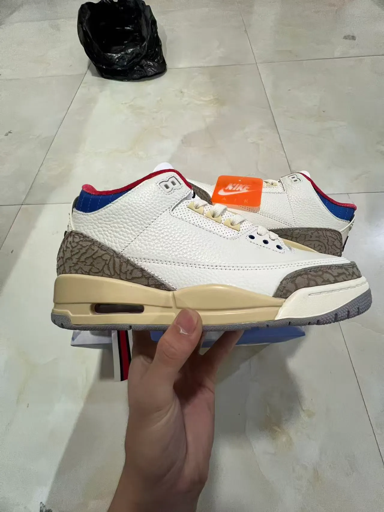 Air Jordan 3 White Elephant Print Basketball Shoes 7