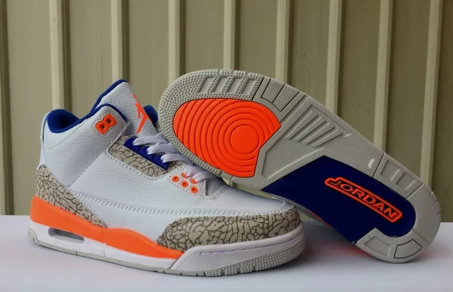 Air Jordan 3 White Orange Blue Elephant Print Basketball Shoes 2