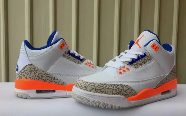Air Jordan 3 White Orange Blue Elephant Print Basketball Shoes 3