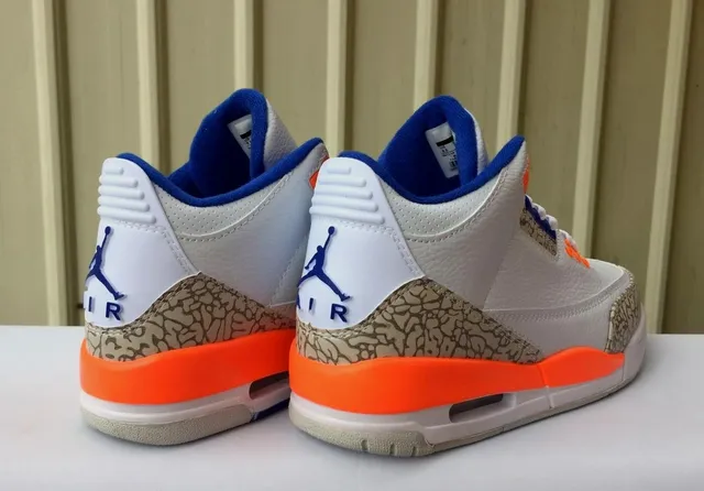 Air Jordan 3 White Orange Blue Elephant Print Basketball Shoes 5