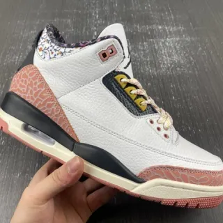Air Jordan 3 White Peach Elephant Print Basketball Shoes