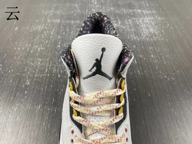 Tênis de basquete Air Jordan 3 branco pêssego com estampa de elefante 4