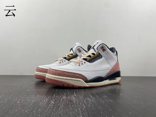 Tênis de basquete Air Jordan 3 branco pêssego com estampa de elefante 6