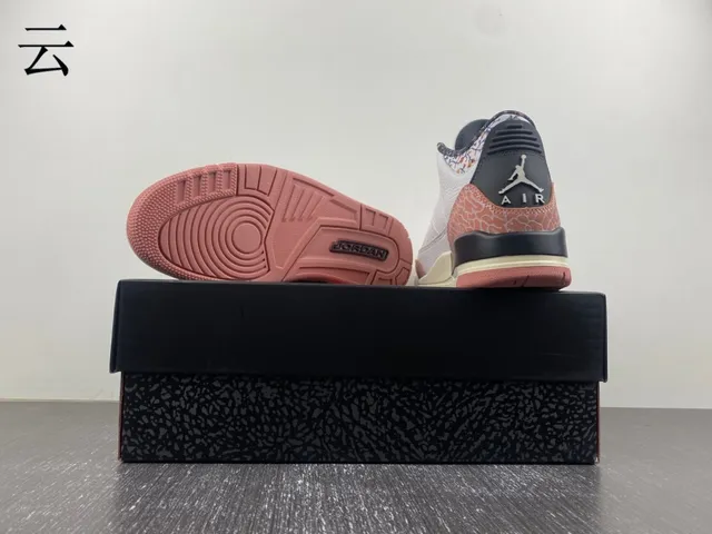 Tênis de basquete Air Jordan 3 branco pêssego com estampa de elefante 16