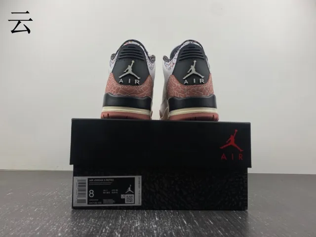 Tênis de basquete Air Jordan 3 branco pêssego com estampa de elefante 17