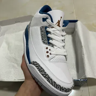 Air Jordan 3 White Royal Blue Elephant Print Basketball Shoes