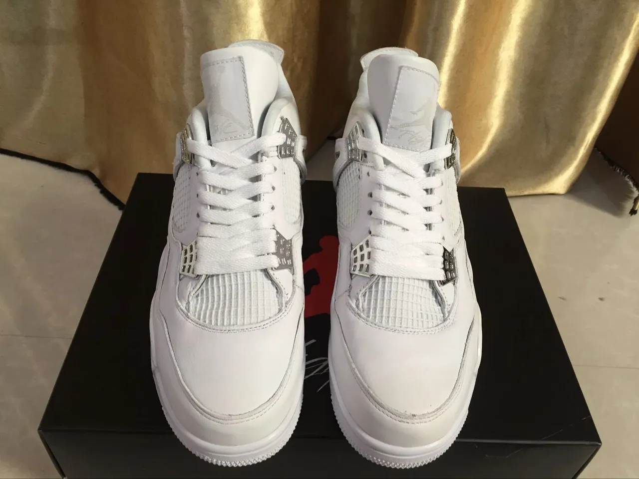 Air Jordan 4 All White Basketball Shoes 7