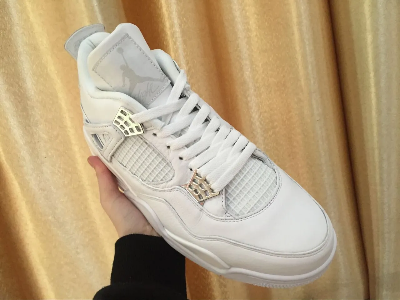 Air Jordan 4 All White Basketball Shoes 12