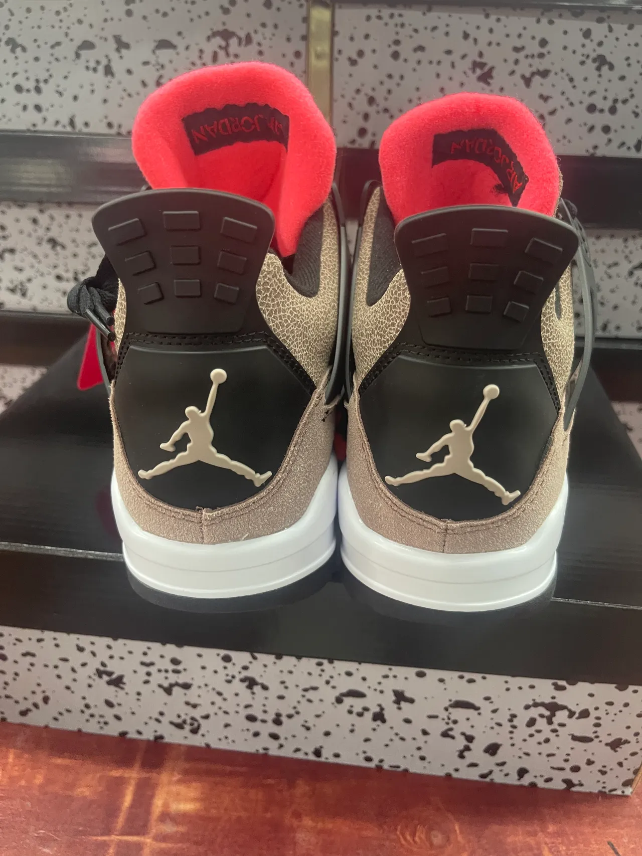 Air Jordan 4 Beige Black Red Basketball Shoes 5