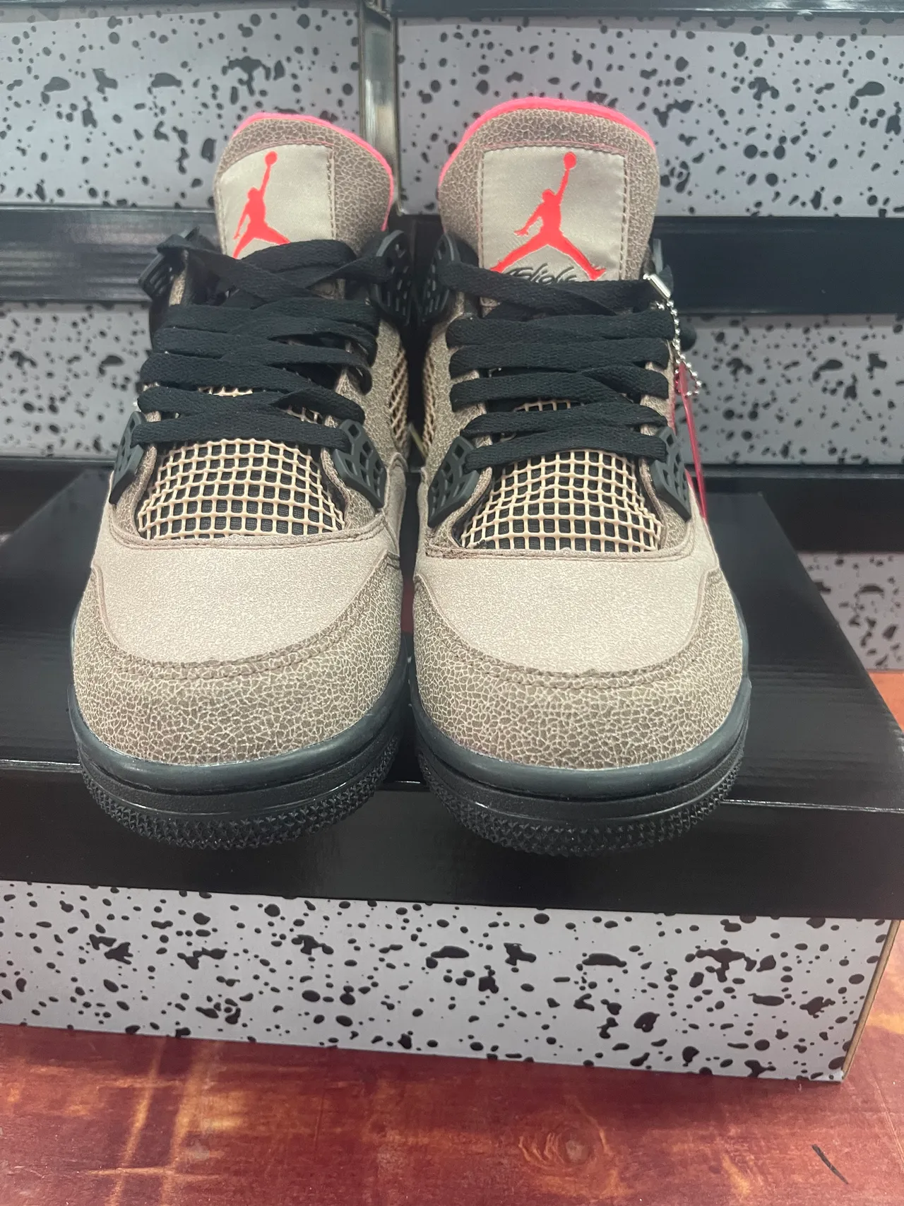 Air Jordan 4 Beige Black Red Basketball Shoes 6