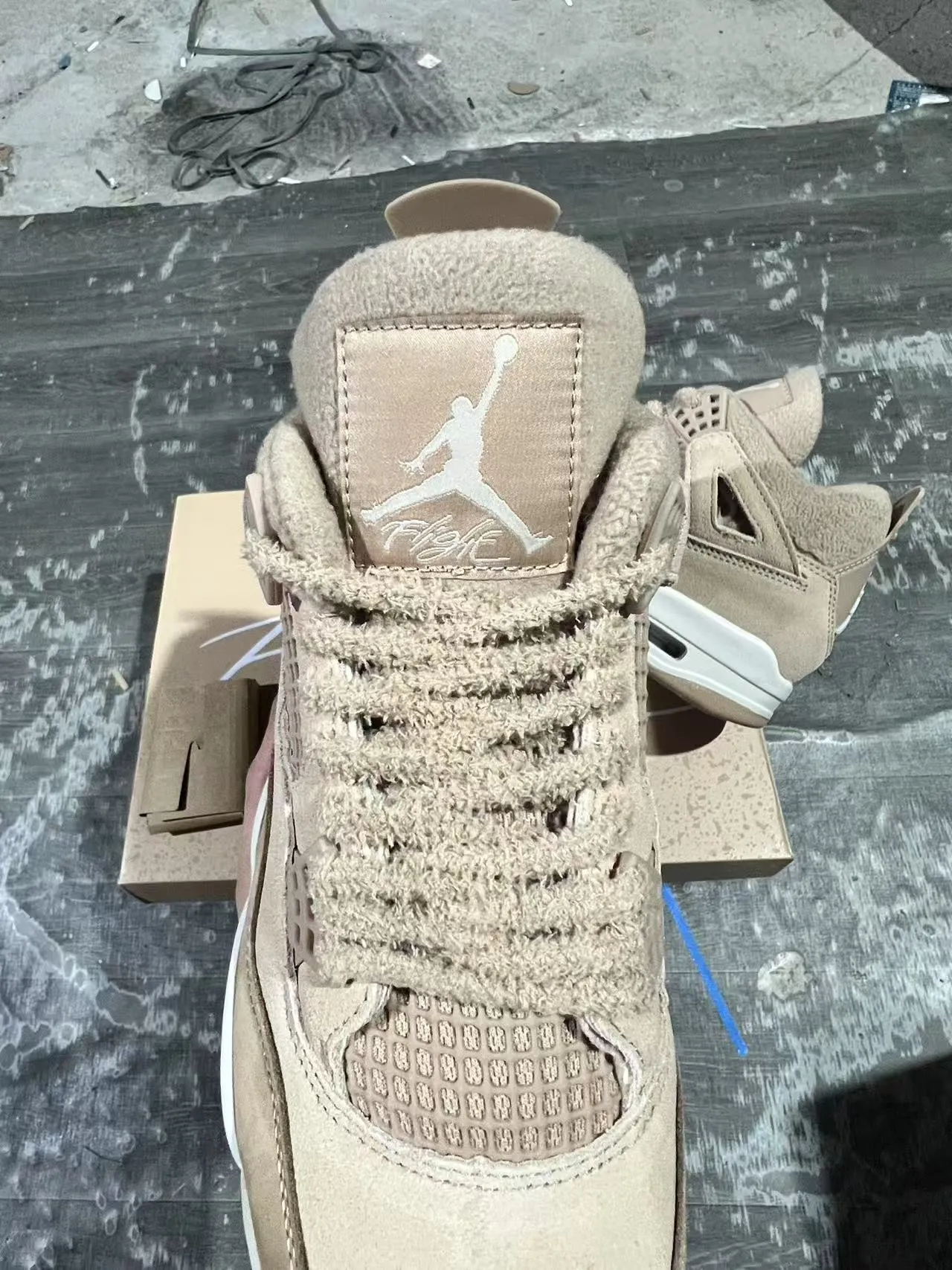 Air Jordan 4 Beige Suede Tênis de Basquete High Top 4