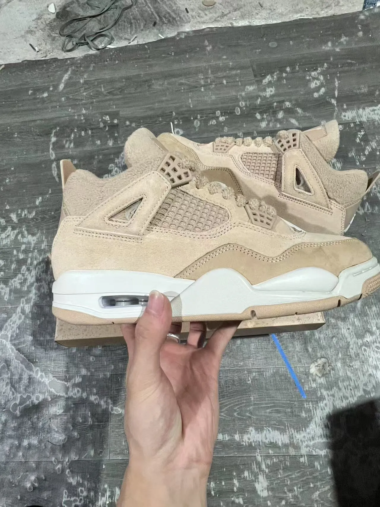 Air Jordan 4 Beige Suede Tênis de Basquete High Top 7