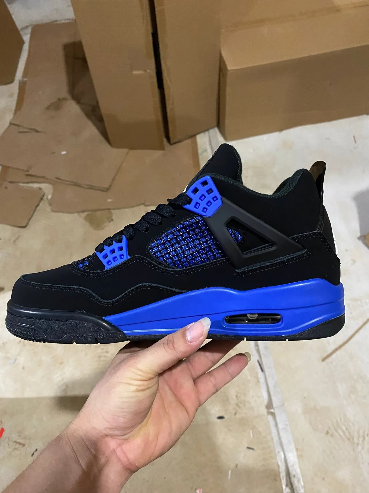 Air Jordan 4 Black Royal Blue Basketball Shoes 4