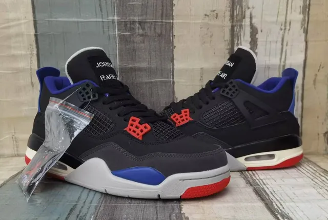 Zapatillas de baloncesto Air Jordan 4 negro azul real rojo fuego 2